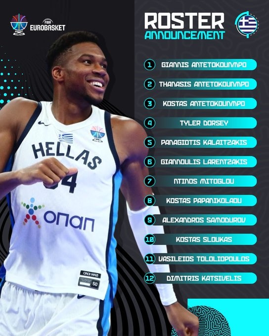 真兄弟籃球！字母三兄弟攜手入選希臘男籃歐錦賽12人名單